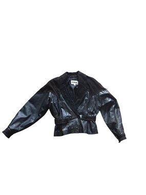 Chia Women's Leather Jacket Sz S Biker Punk Double Breasted Cropped Vintage 80s